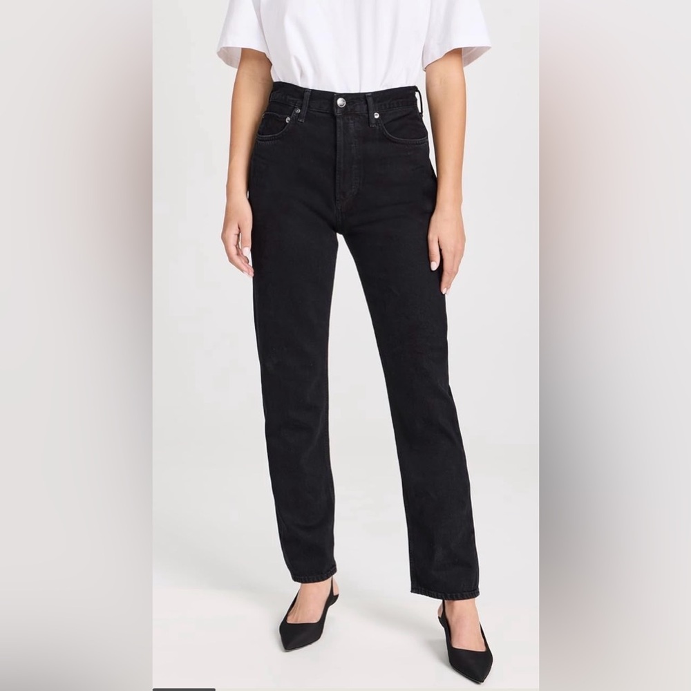 Agolde Black High-Rise Straight Leg Jeans